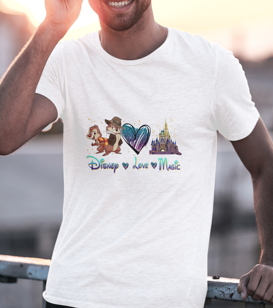 Disney Chip N Dale Love Magic Castle Heart T-Shirt