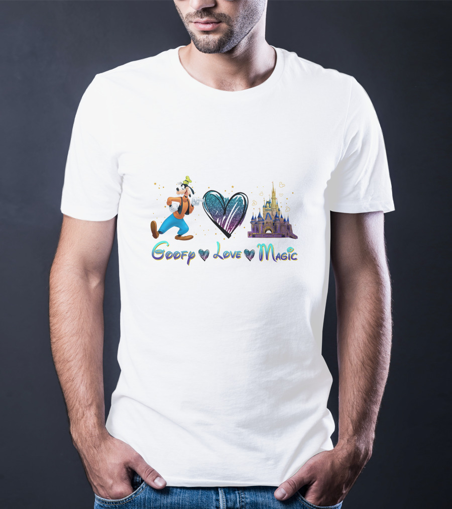 Goofy Love Magic Heart Castle Disney T-Shirt