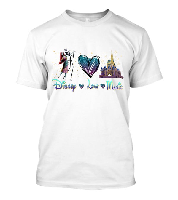 Disney Jack And Sally Love Magic Castle Hearts T-Shirt