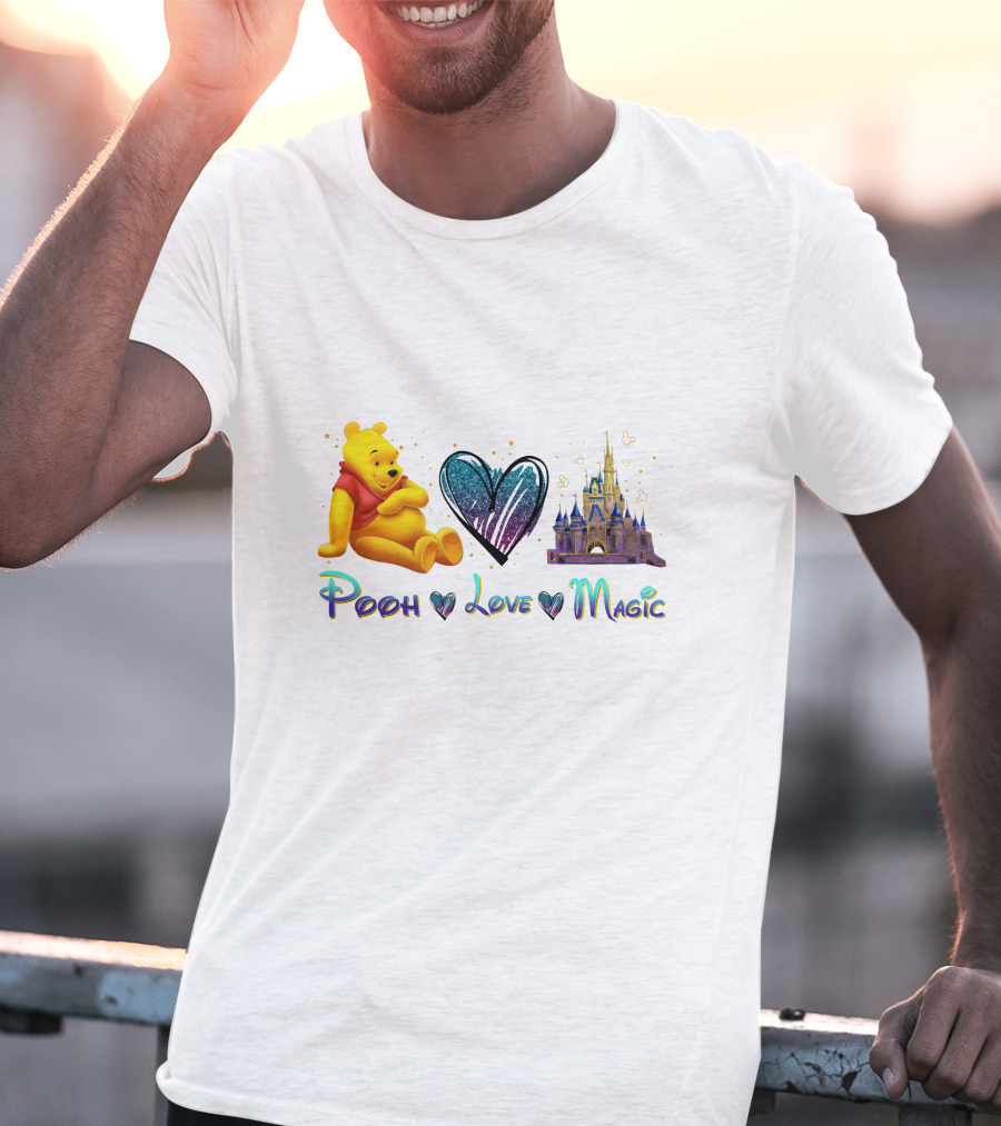 Pooh Love Magic Heart Castle Fantasy T-Shirt