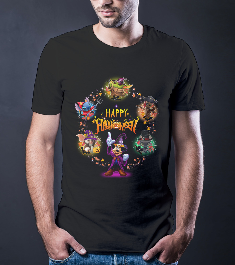 Happy Halloween Baby Yoda Friends Disney Characters T-Shirt