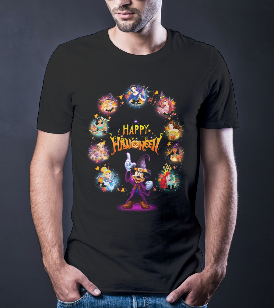Happy Halloween Disney Princesses Mickey Halloween T-Shirt