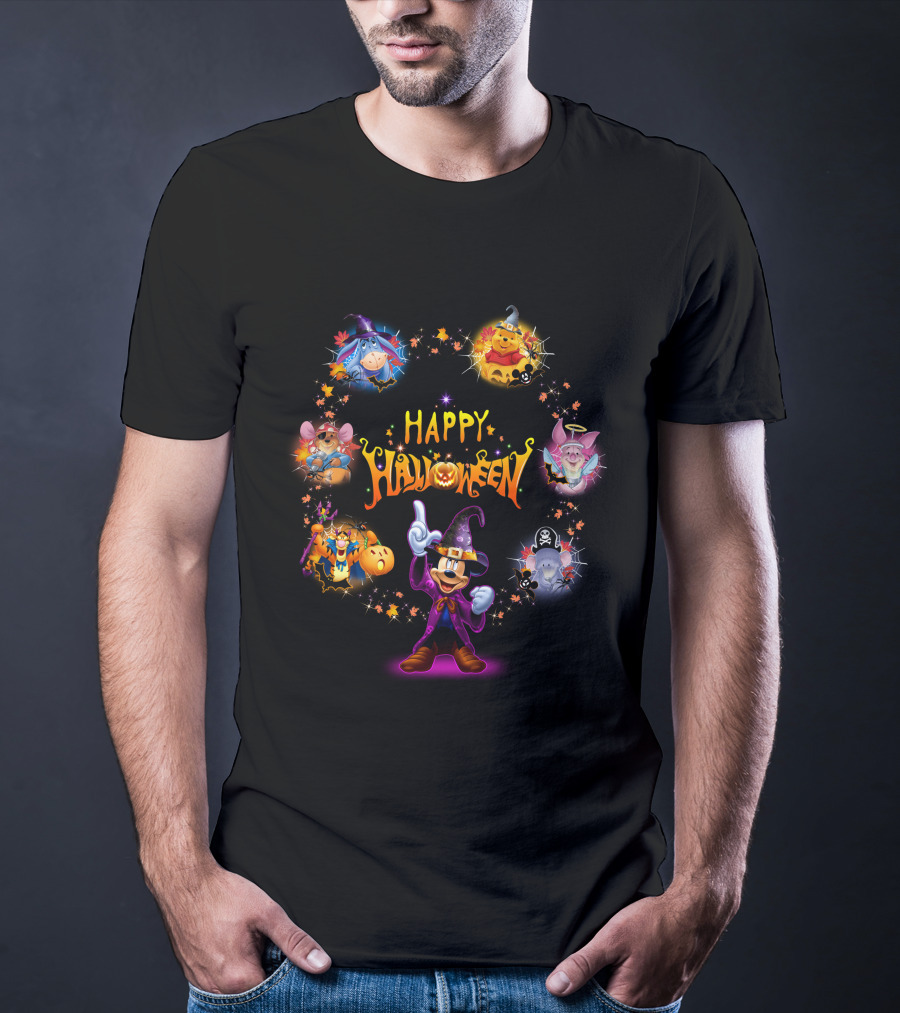 Happy Halloween Winnie The Pooh Disney Characters Magic Circle T-Shirt