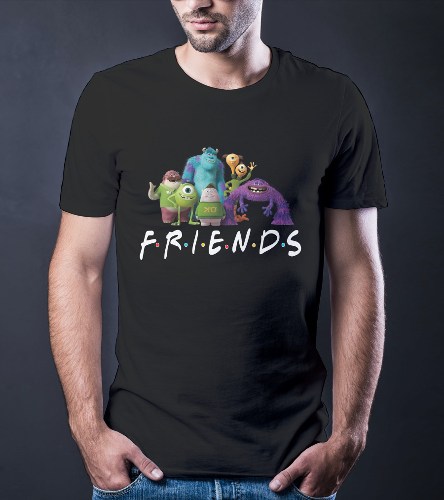 Monsters University Characters With Friends Television Show Style Letters T-Shirt