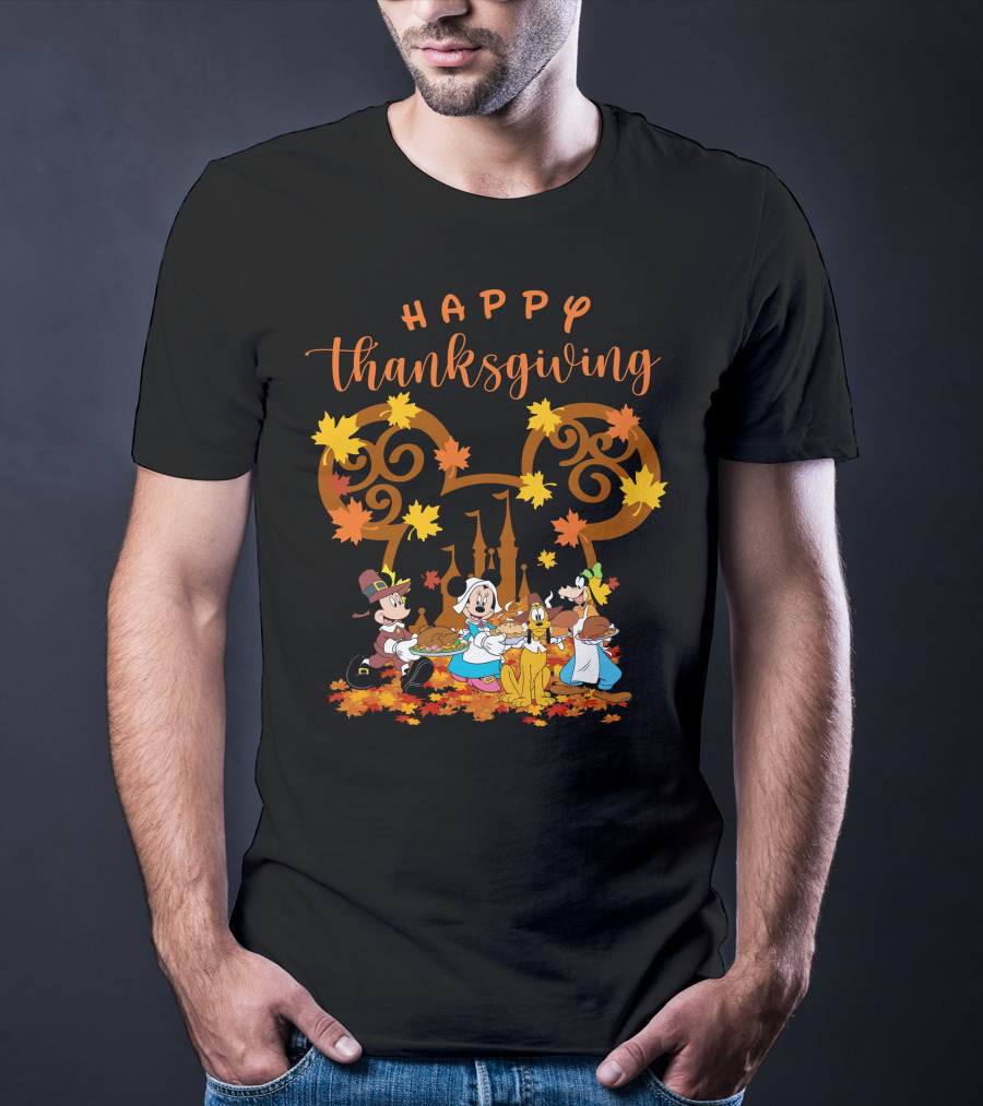 Happy Thanksgiving Mickey And Friends Disneyland Castle T-Shirt