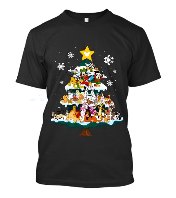 Disney Characters Christmas Tree Snowflakes T-Shirt