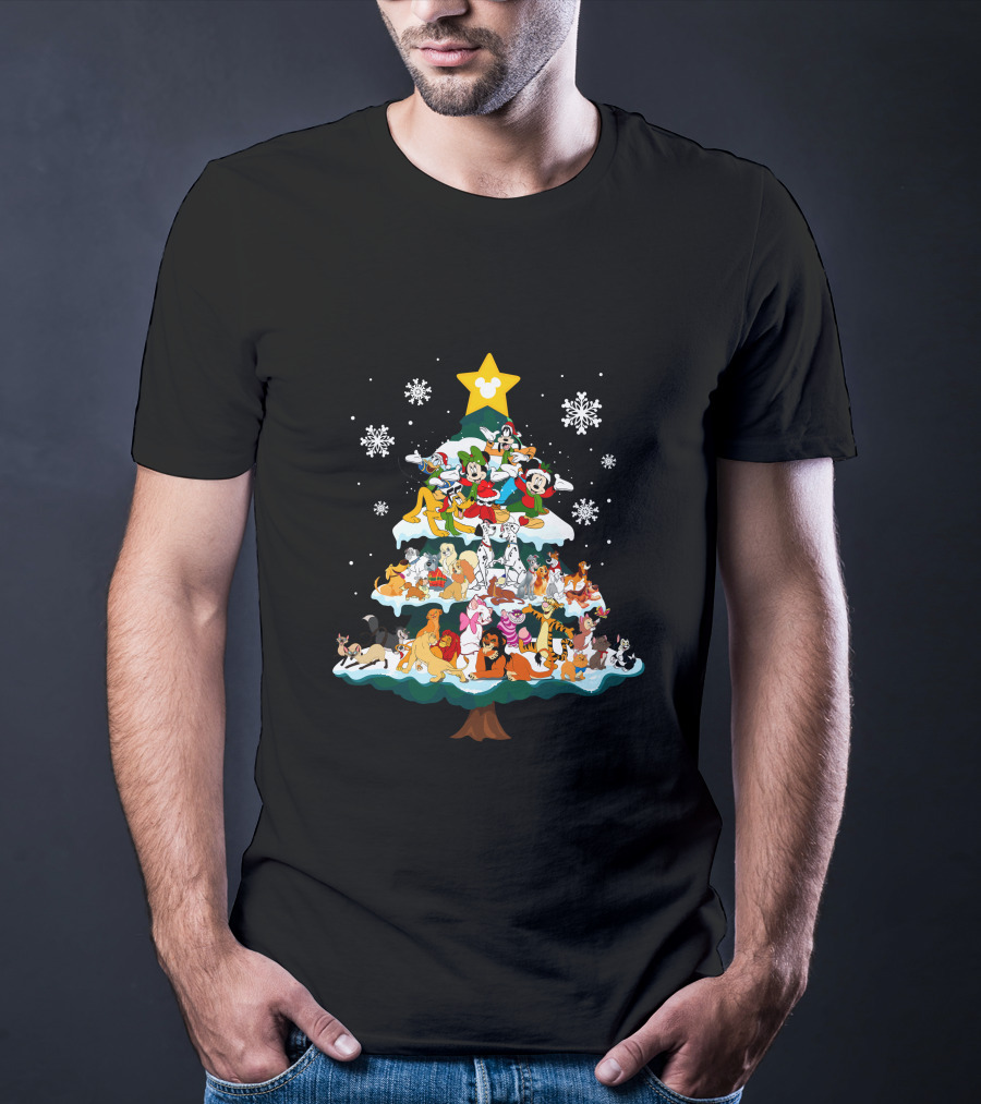 Disney Characters Christmas Tree Snowflakes T-Shirt