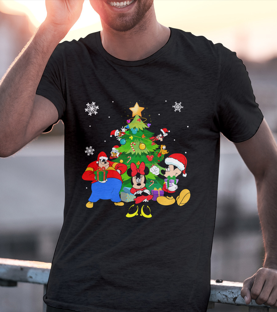 MK And Friends Christmas Tree Holiday Celebration With Gifts And Snowflakes T-Shirt