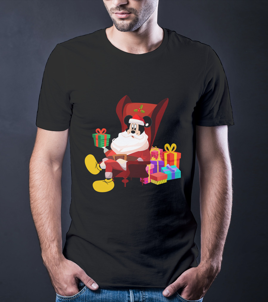 MK Santa Christmas Mickey Mouse With Gifts Iconic Disney Holiday T-Shirt