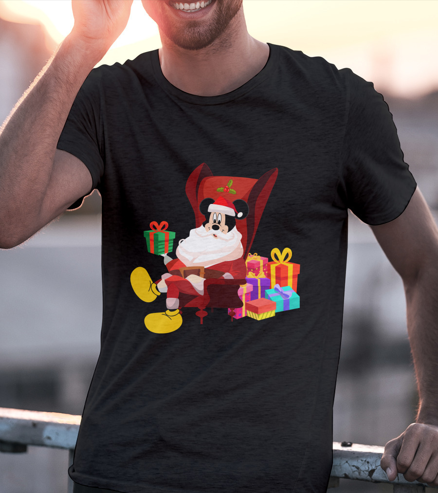 MK Santa Christmas Mickey Mouse With Gifts Iconic Disney Holiday T-Shirt