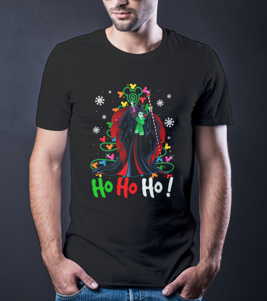 Maleficent Disney Mickey Christmas Ho Ho Ho Snowflakes Festival T-Shirt