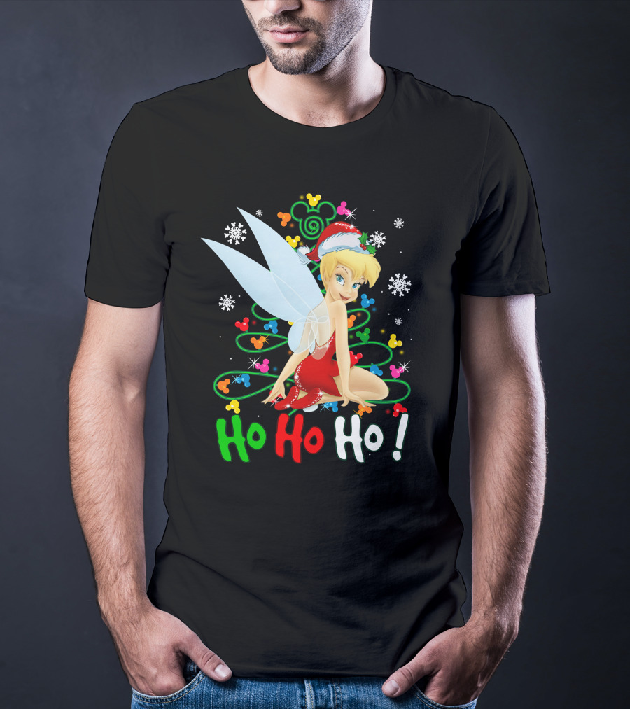 Tinker Bell Ho Ho Ho Mickey Mouse Ears Christmas Tree T-Shirt