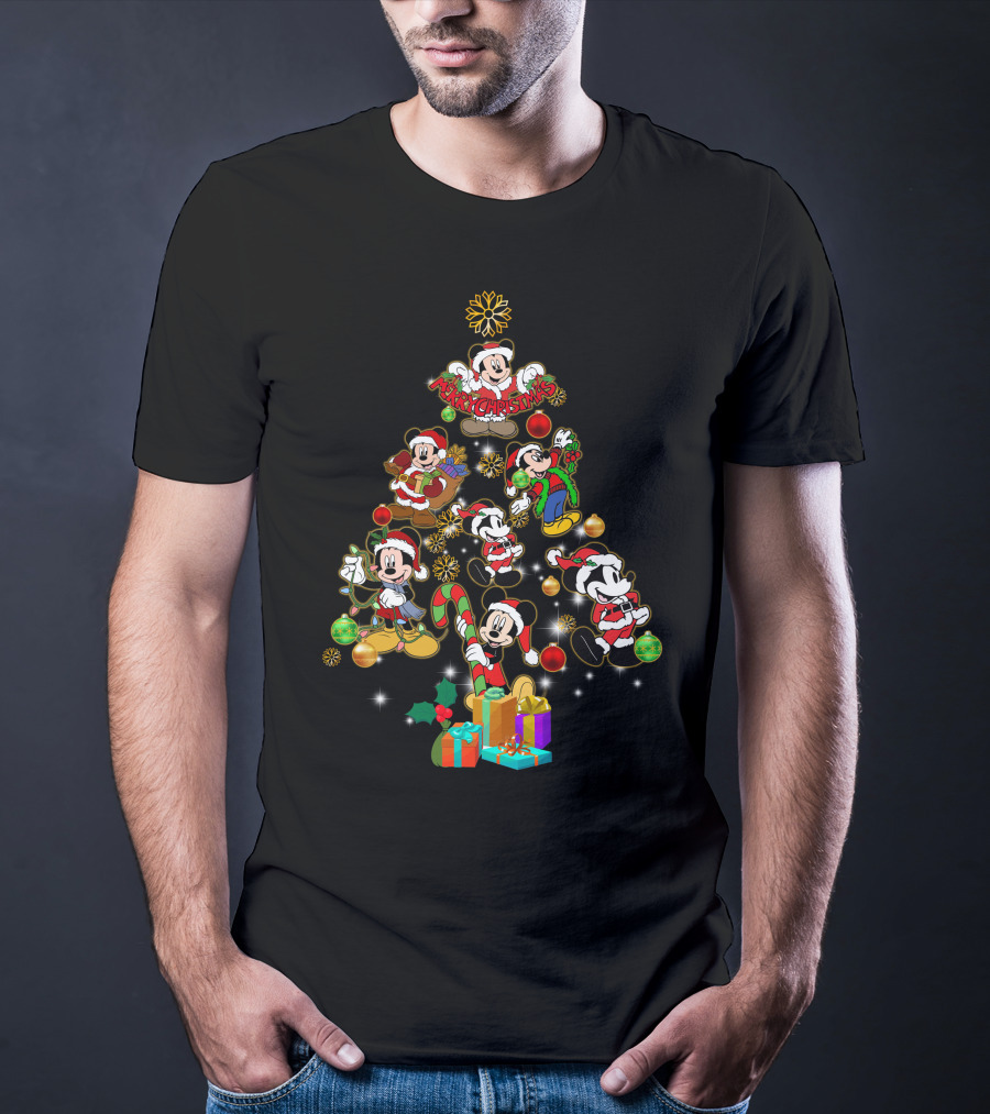MK Christmas Tree Mickey Characters Holiday T-Shirt