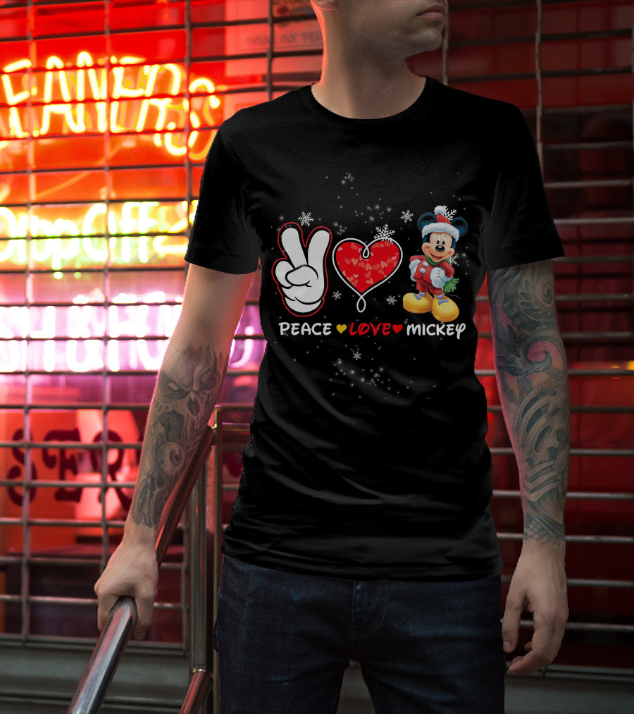 PEACE LOVE MICKEY CHRISTMAS T-Shirt