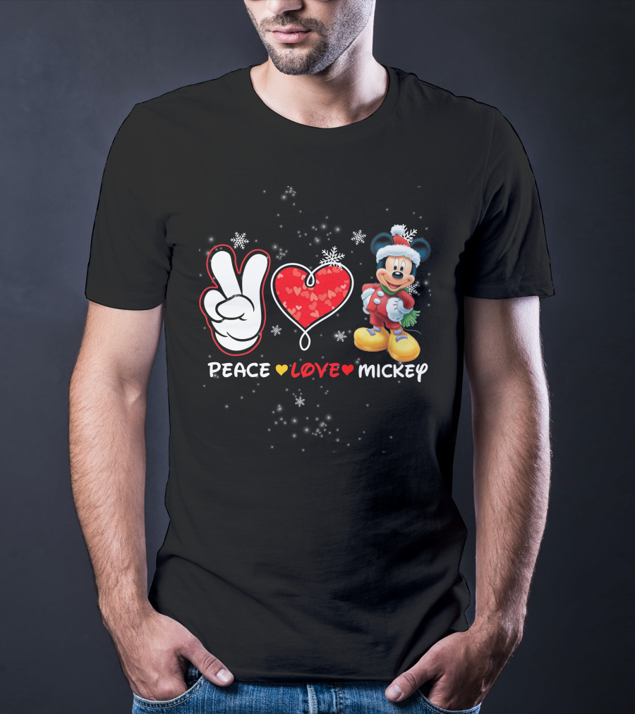 PEACE LOVE MICKEY CHRISTMAS T-Shirt