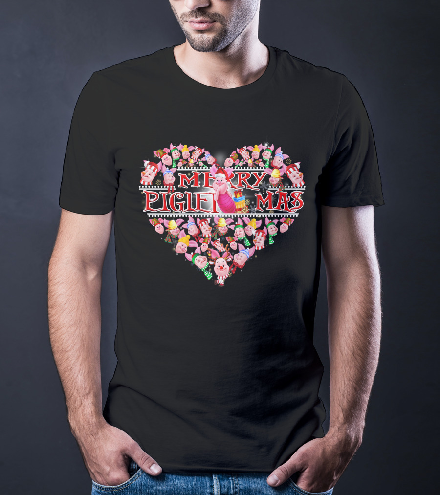 Merry Pigletmas Heart Christmas T-Shirt