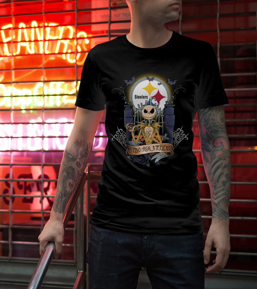 Pittsburgh Steelers Jack Skellington Crossover Halloween T-Shirt