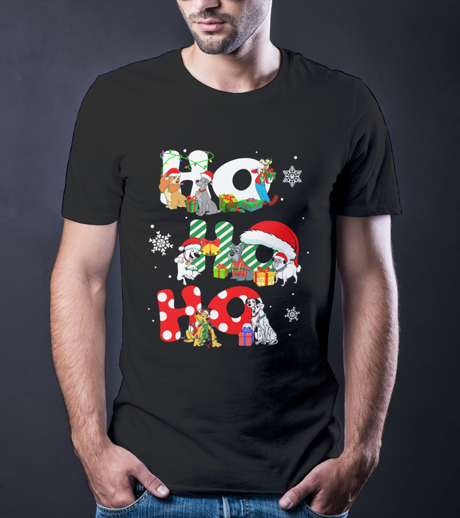 Disney Dog Christmas Ho Ho Ho Characters Holiday Cheer T-Shirt