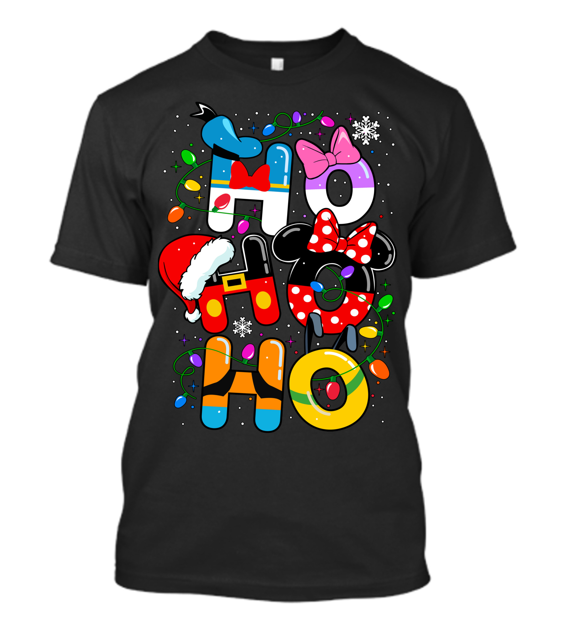 Disney Hohoho Christmas Lights Mickey Minnie Decorations T-Shirt