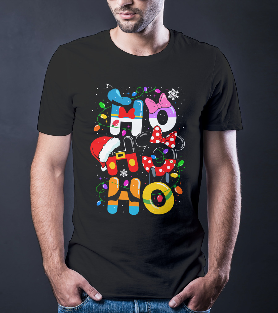 Disney Hohoho Christmas Lights Mickey Minnie Decorations T-Shirt