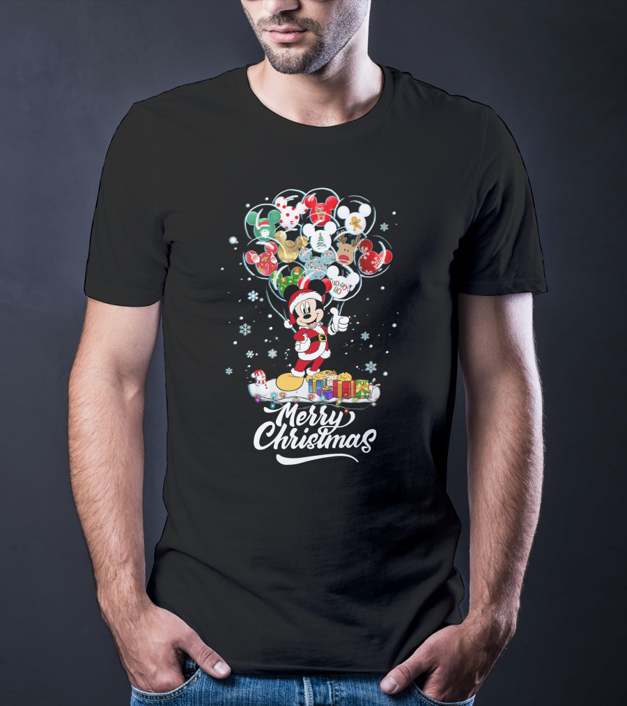 Mickey Christmas Balloons Holiday T-Shirt