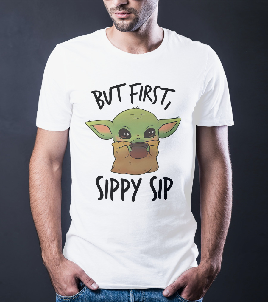 But First Sippy Sip Baby Yoda Cute Mandalorian Moment T-Shirt
