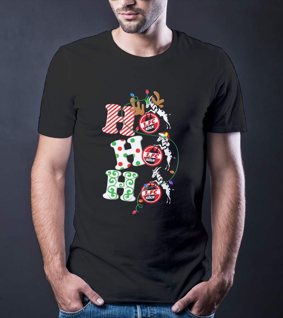 1. FC Köln HoHoHo Christmas Reindeer Lights T-Shirt