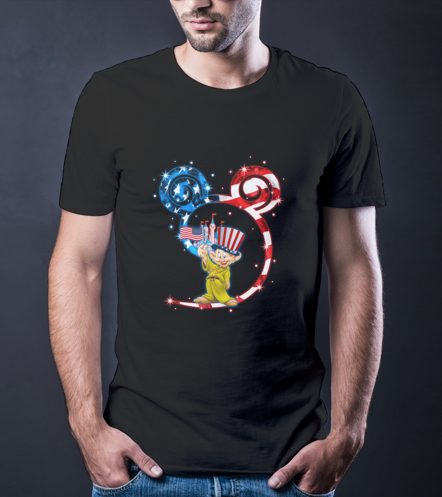 Dopey Patriotic Mickey Ears With American Flag And Hat T-Shirt