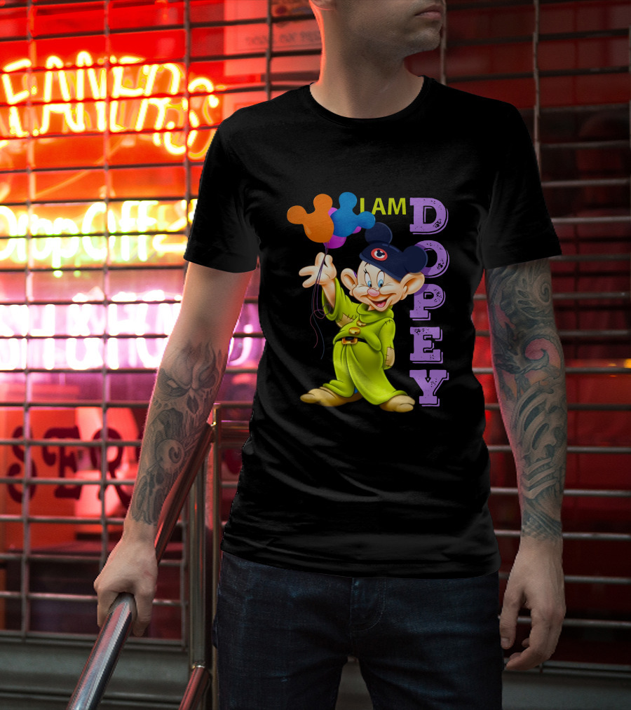 I Am Dopey Disney Character With Mickey Ears And Balloons T-Shirt