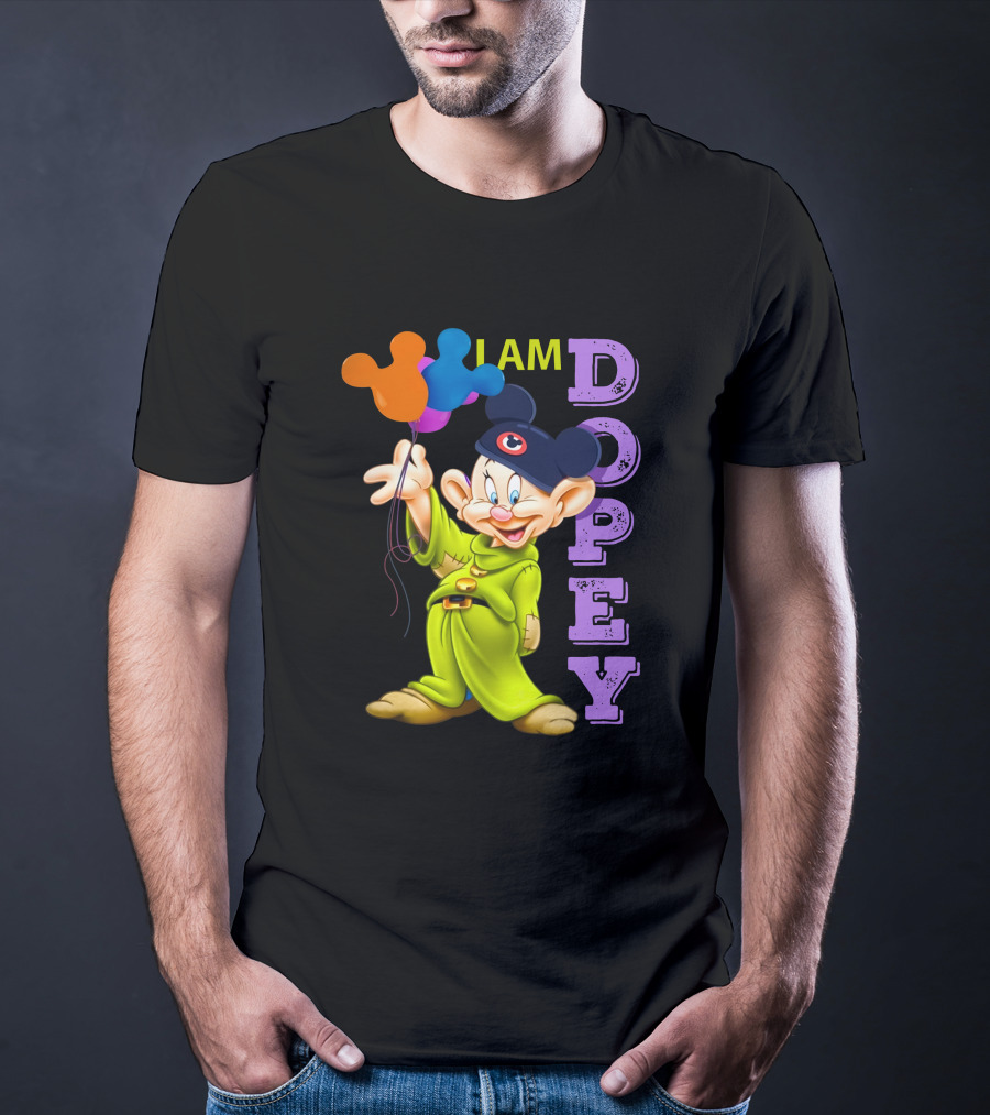 I Am Dopey Disney Character With Mickey Ears And Balloons T-Shirt