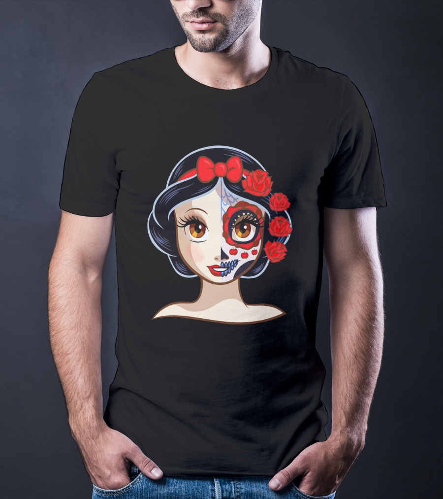 Snow White Sugar Skull Roses T-Shirt
