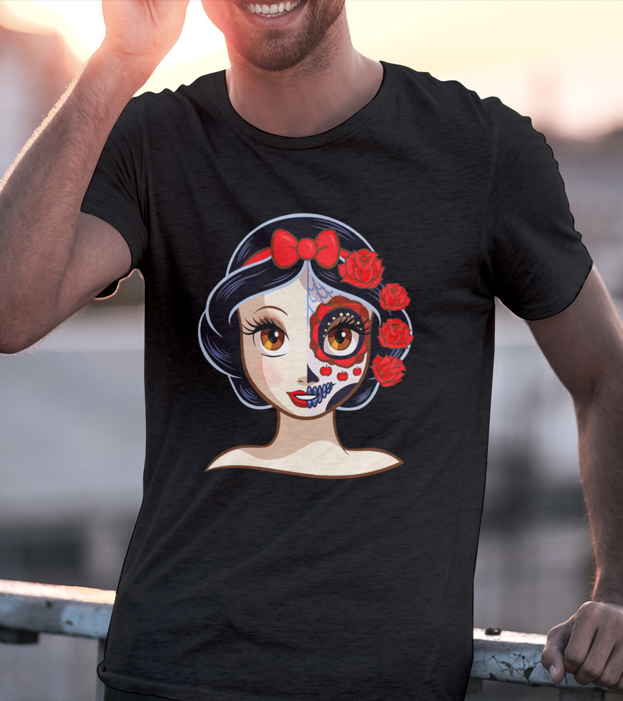 Snow White Sugar Skull Roses T-Shirt