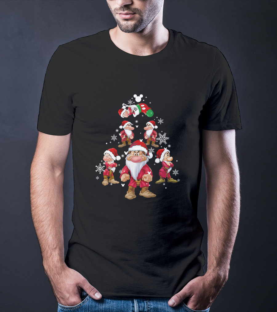 Grumpy Christmas Dwarf Santa Snowflake Tree Disney Stocking T-Shirt
