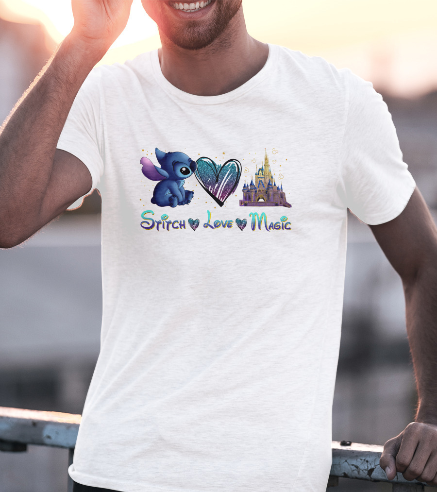 Stitch Love Magic Heart Castle Fantasy T-Shirt