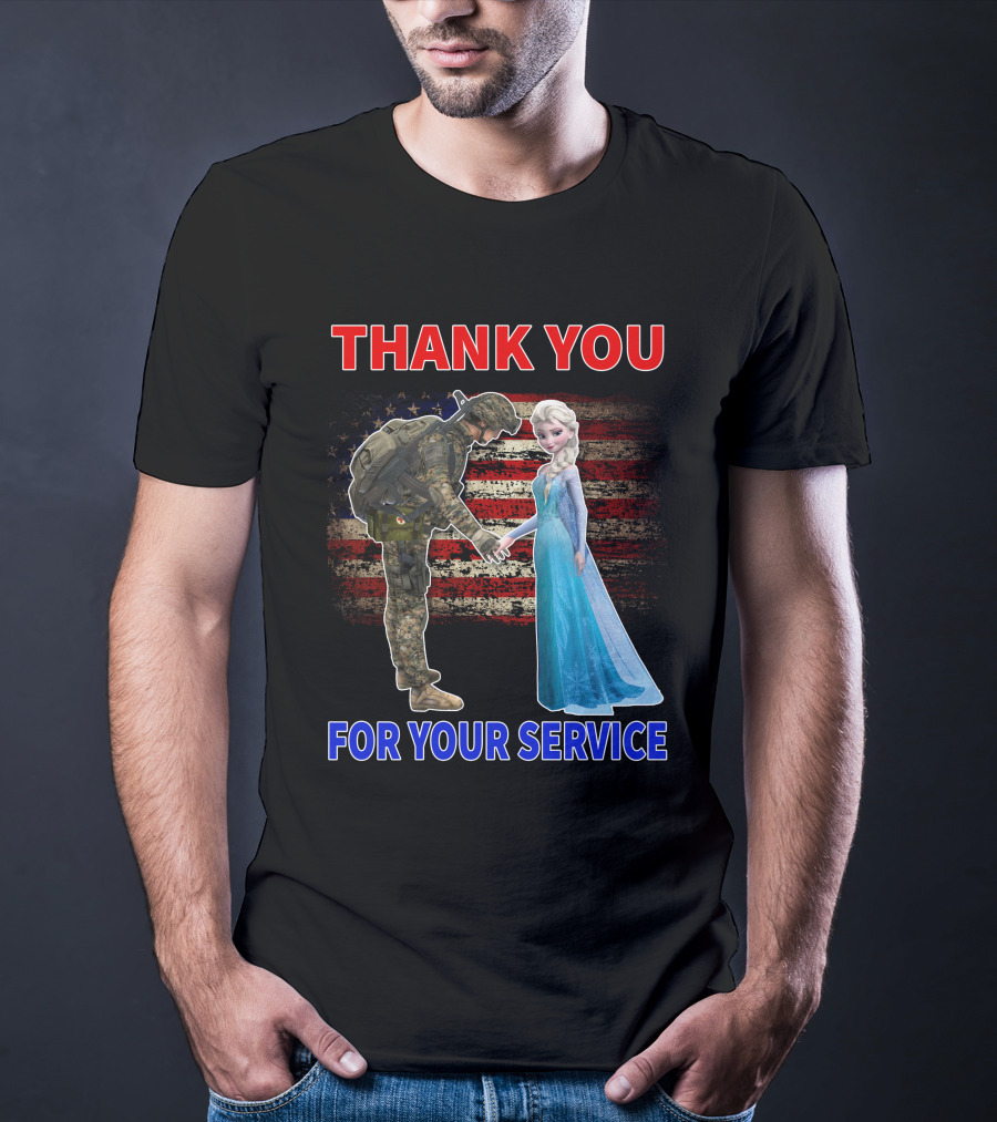 Thank You For Your Service Elsa Soldier American Flag T-Shirt