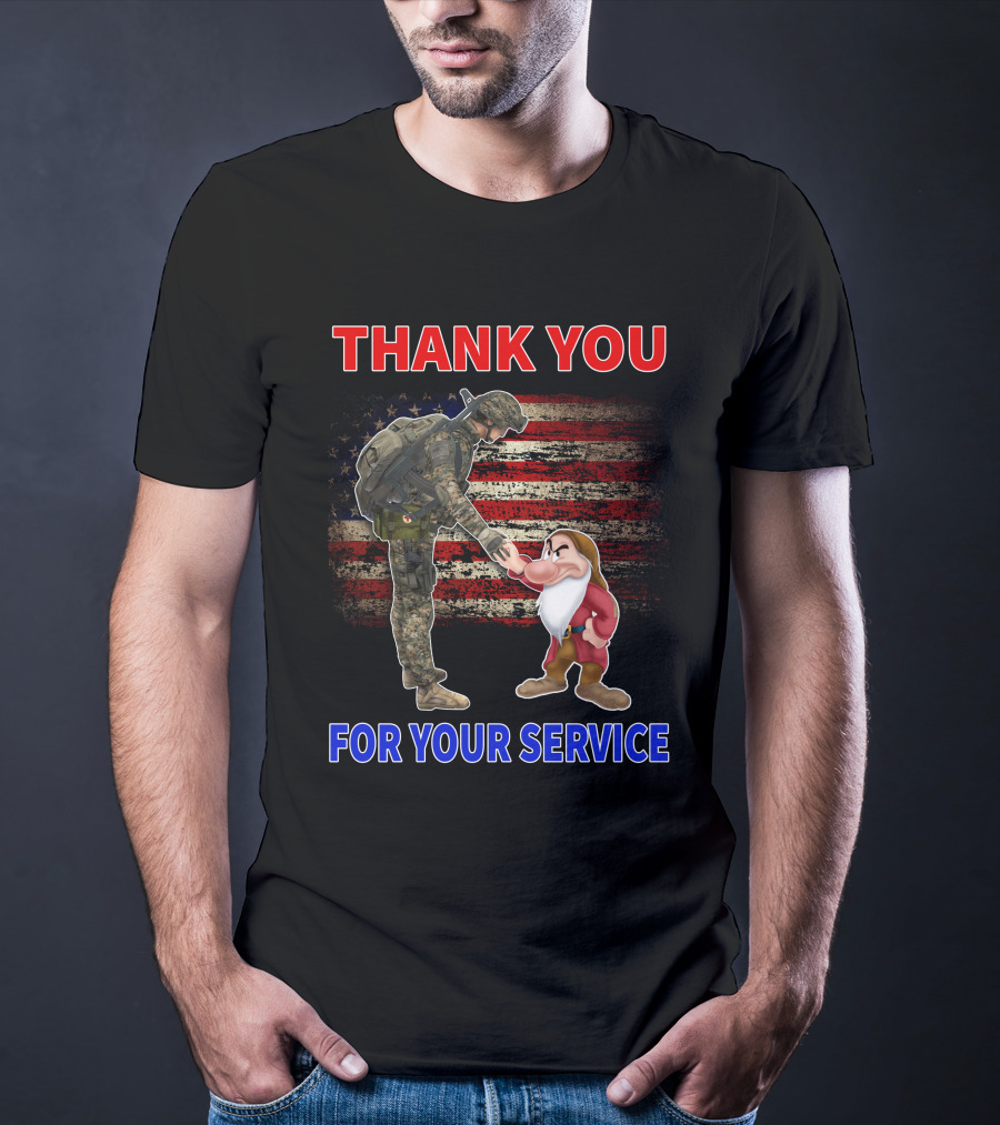 THANK YOU FOR YOUR SERVICE Grumpy Soldier And Patriotic Flag T-Shirt