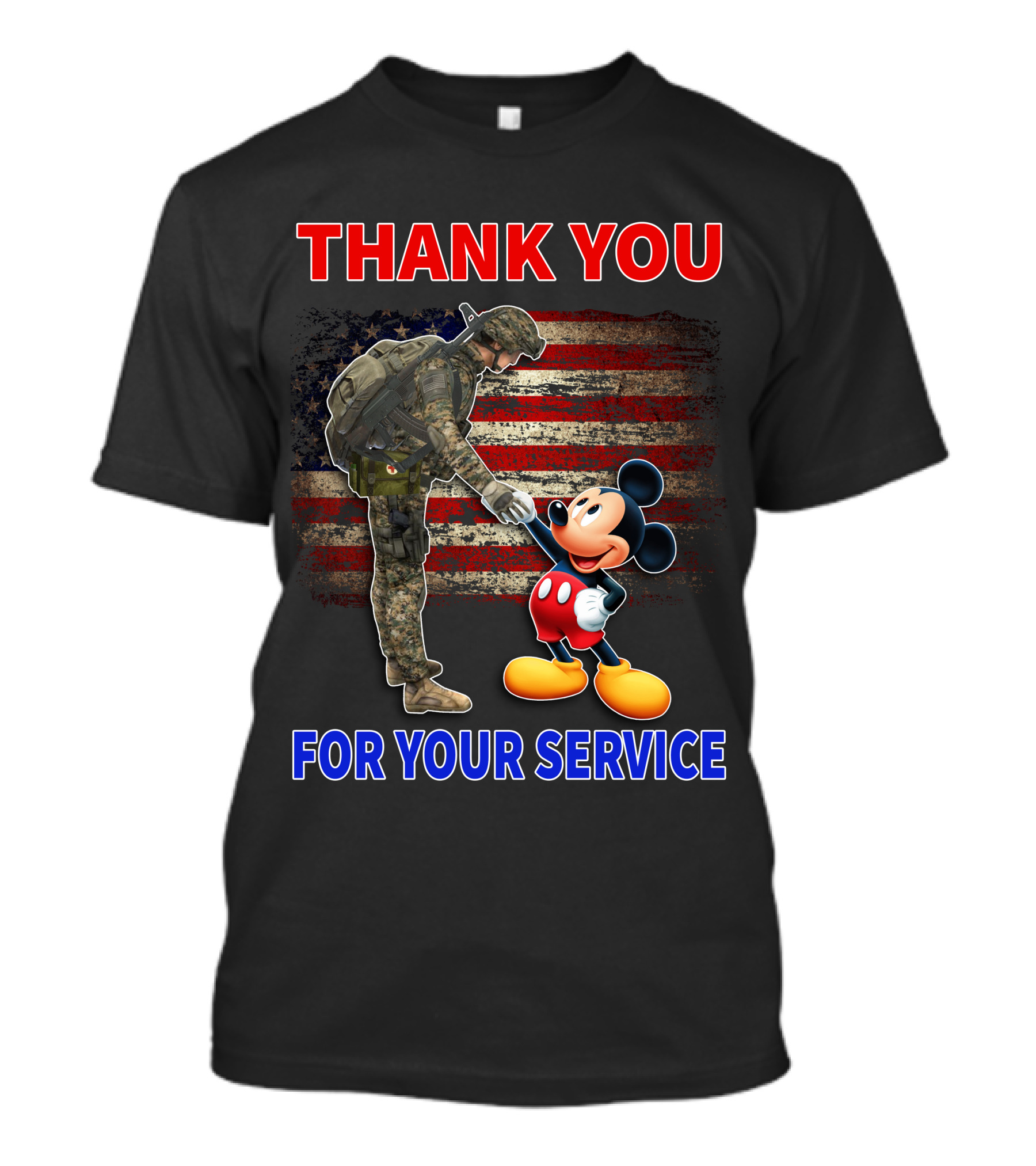 Thank You Mickey For Your Service American Flag Soldier T-Shirt