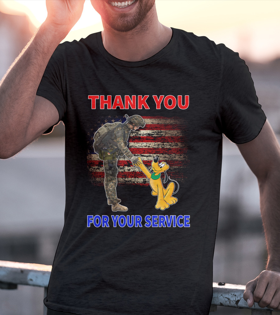 Thank You For Your Service Pluto Soldier American Flag T-Shirt