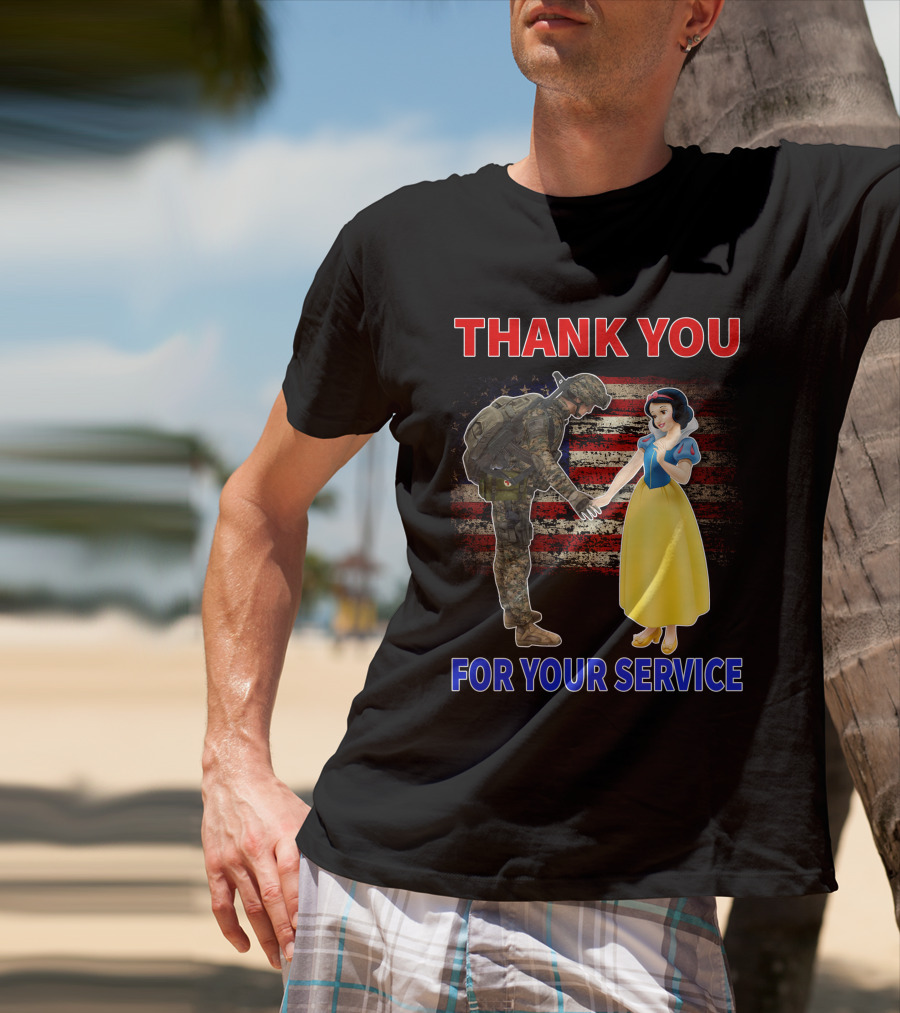 Thank You For Your Service Snow White Soldier Flag T-Shirt