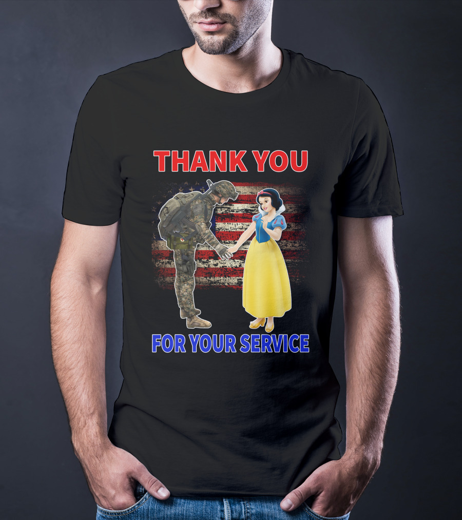 Thank You For Your Service Snow White Soldier Flag T-Shirt