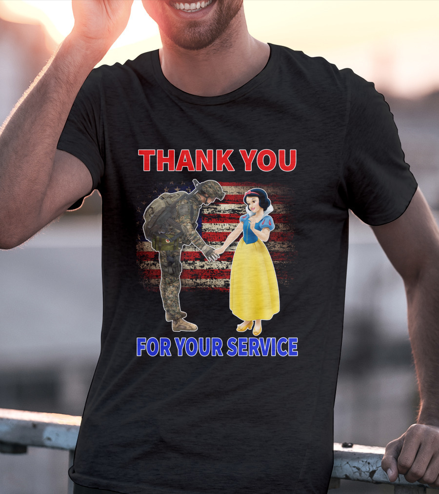 Thank You For Your Service Snow White Soldier Flag T-Shirt