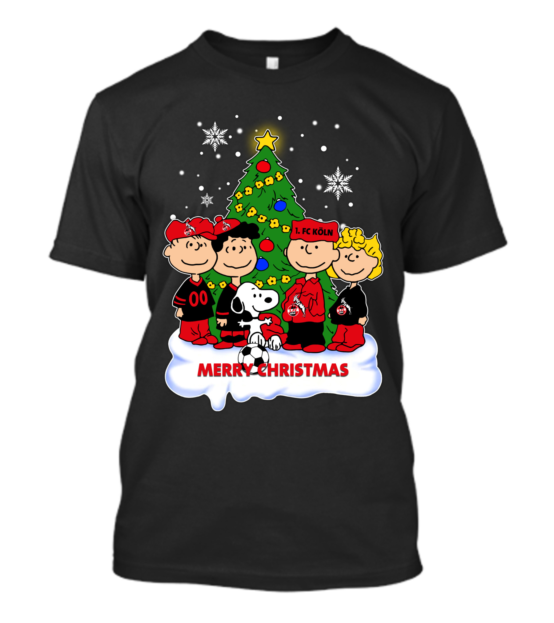Merry Christmas 1. FC Köln Peanuts Characters Snowflakes T-Shirt