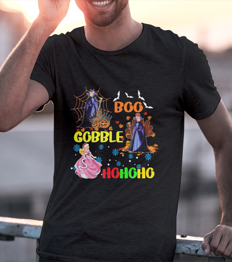 Aurora Boo Gobble Ho Ho Ho HalloThanksMas T-Shirt