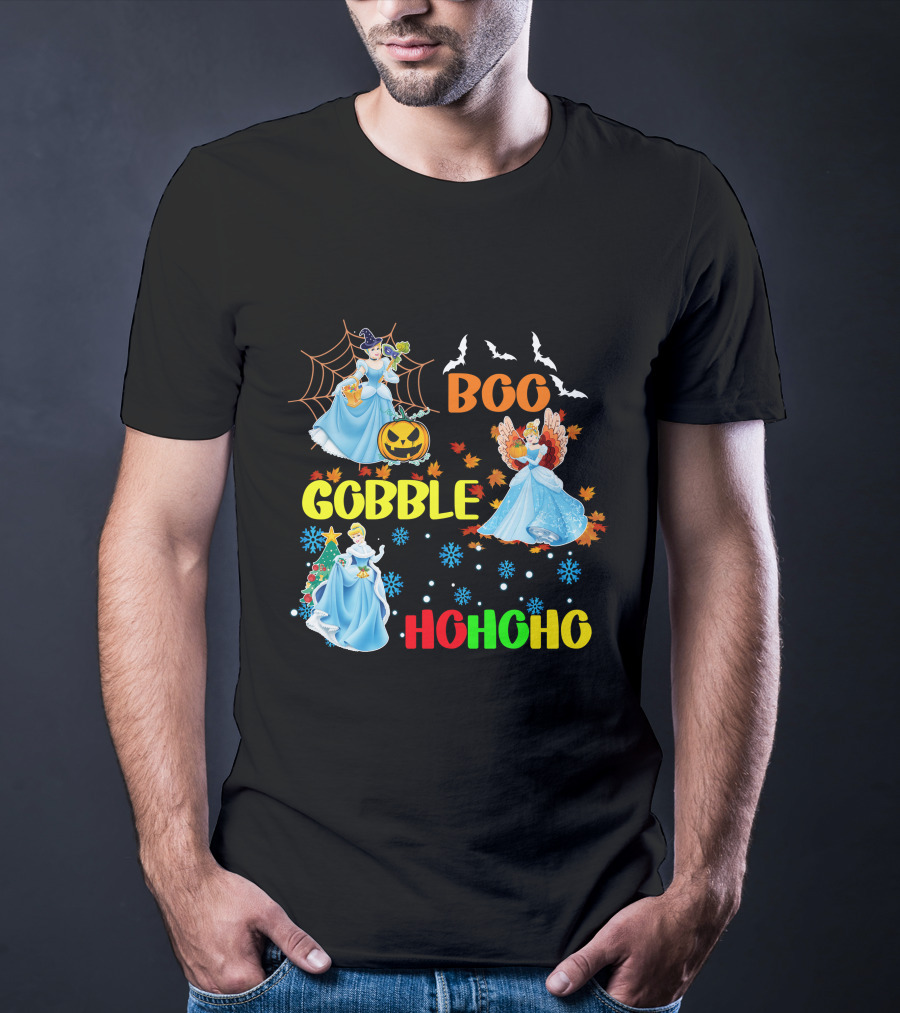 Cinderella Boo Gobble HoHoHo HalloThanksMas Holiday Mashup T-Shirt