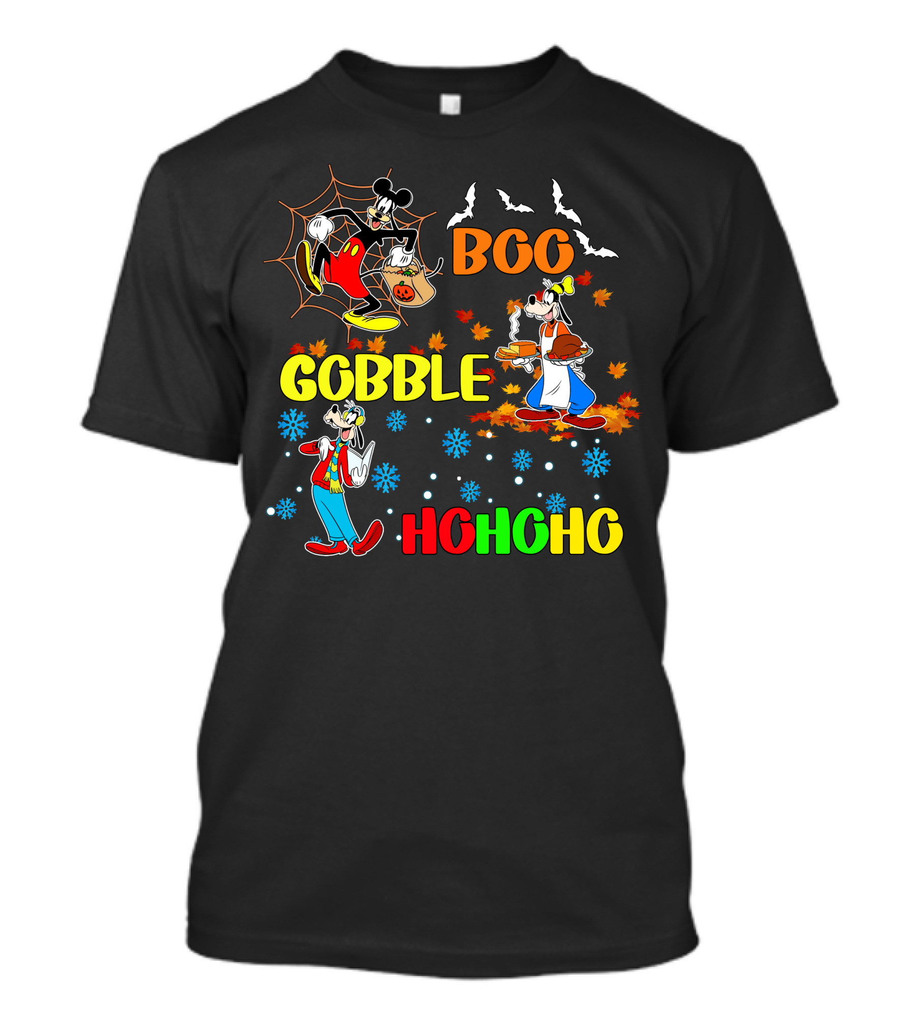 Boo Gobble HoHoHo Goofy HalloThanksMas T-Shirt