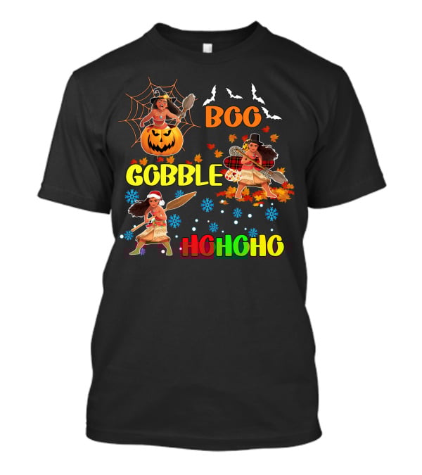 Boo Gobble HoHoHo Moana HalloThanksMas T-Shirt