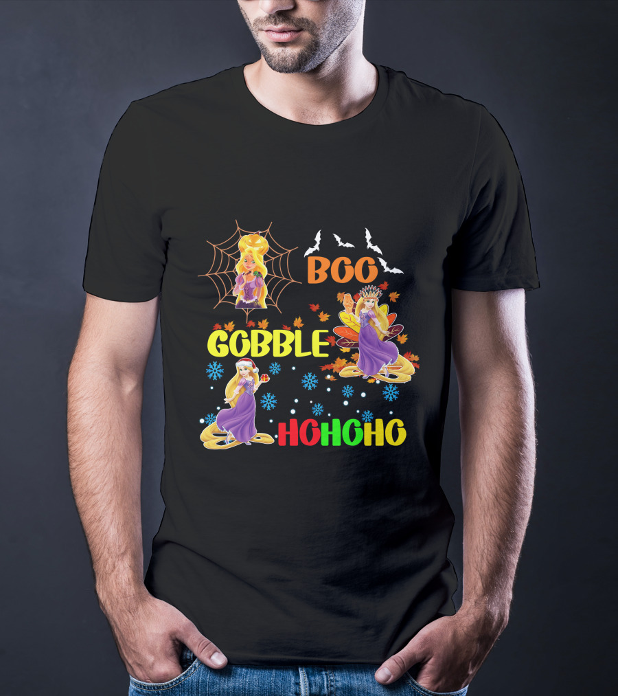 Rapunzel Boo Gobble HoHoHo HalloThanksMas T-Shirt