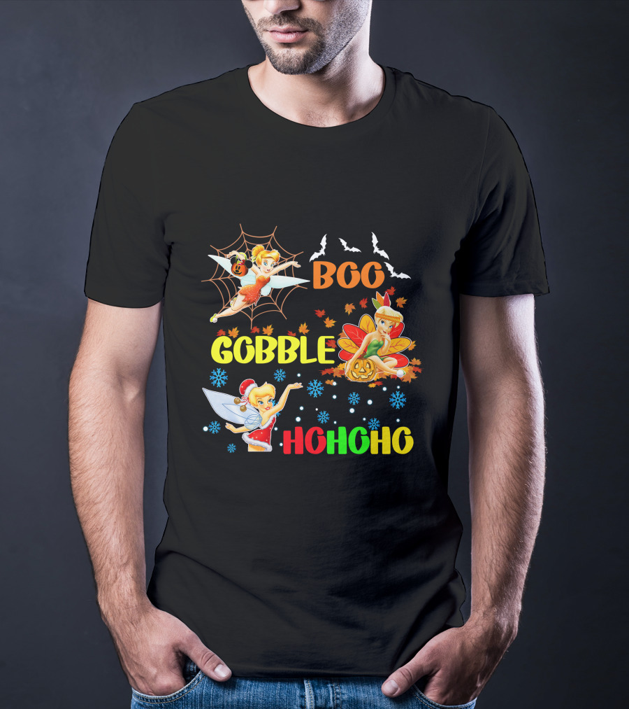 Tinkerbell Boo Gobble HoHoHo HalloThanksMas T-Shirt