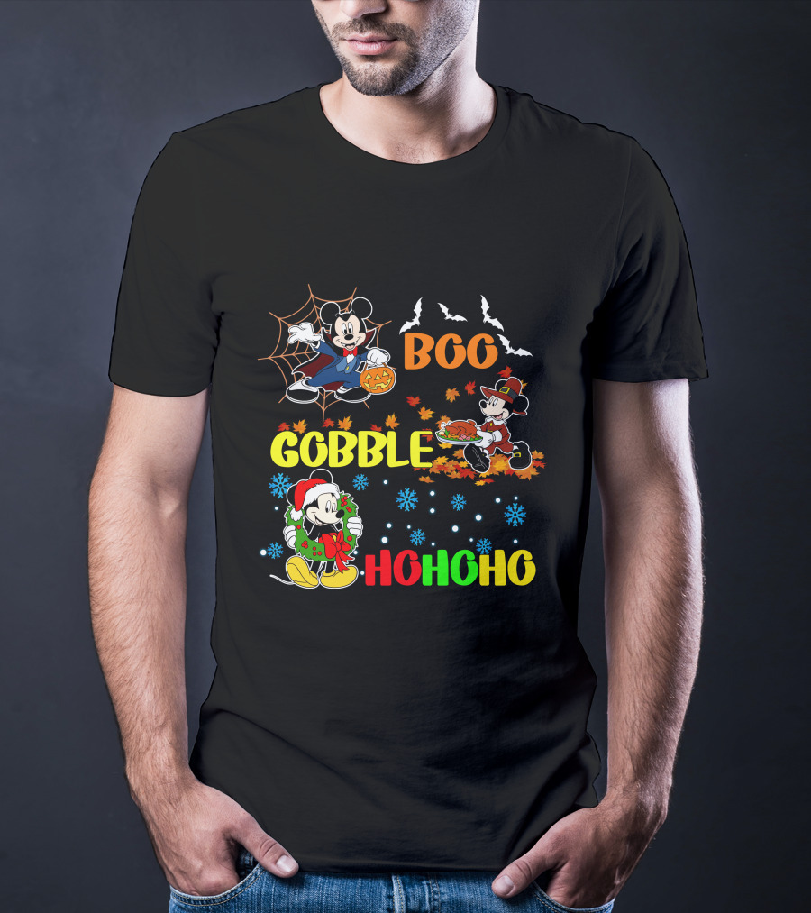 Mickey Boo Gobble HoHoHo T-Shirt