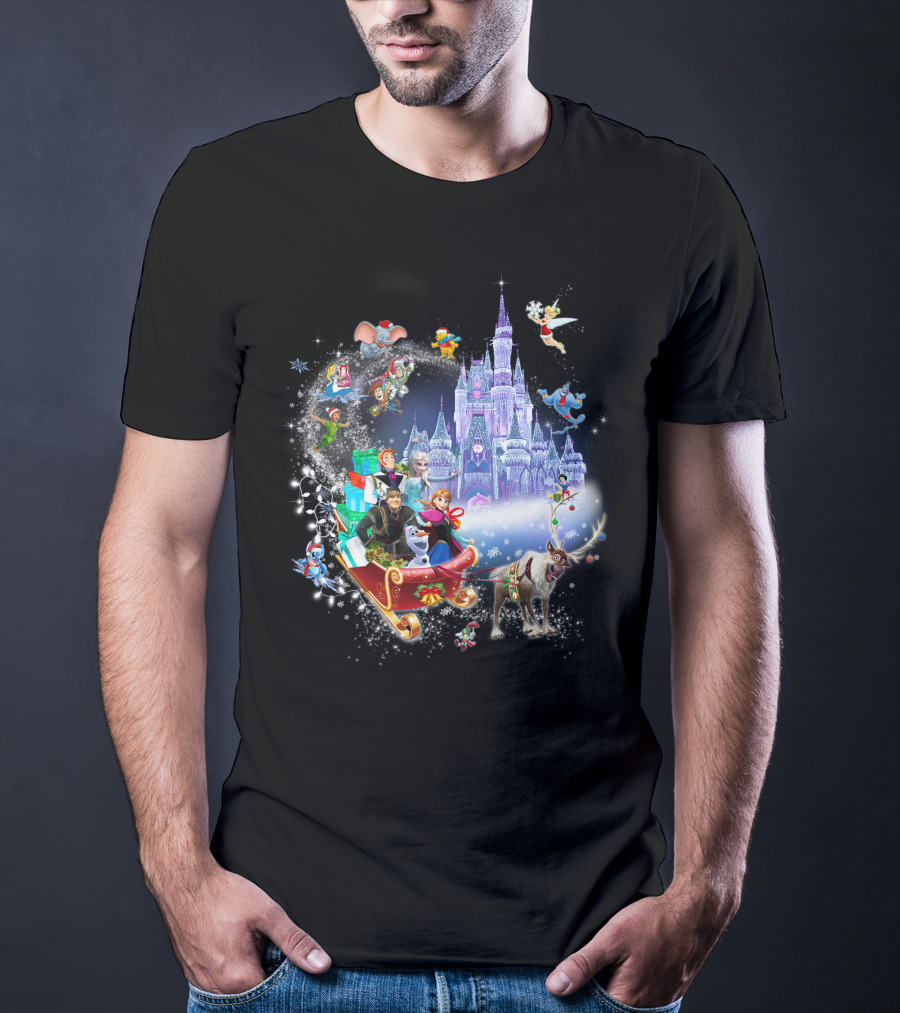 Frozen Disney Christmas Castle Sleigh Ride Adventure T-Shirt